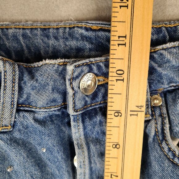 Divided by H&M Jeans Women's Size 2 (24x25.5) Button Fly Bling‎ Rhinestone Blue - Picture 9 of 11